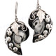 1 5/16" 925 Silver Nautilus Pearls Shell Black Earrings