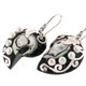 1 5/16" 925 Silver Nautilus Pearls Shell Black Earrings