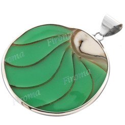 2 3/16" 925 Silver Genuine Nautilus Shell Round us Pendant
