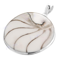 2 3/16" 925 Silver Genuine Nautilus Shell Round us Pendant