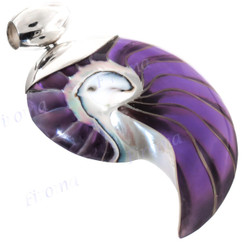 2 3/8" 925 Silver Nautilus Shell Sterling Silver Pendant
