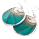 1 1/8" 925 Silver Nautilus Round Turquoise Blue Earrings