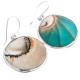 1 1/8" 925 Silver Nautilus Round Turquoise Blue Earrings