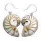 1 5/16" 925 Sterling Silver Nautilus Shell French Earrings