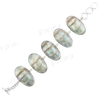 925 Silver Genuine Nautilus Shell 8" Toggle Bracelet