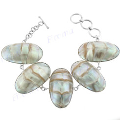 925 Silver Genuine Nautilus Shell 8" Toggle Bracelet