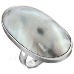 1 1/2" Adjustable 925 Sterling Silver Blue-Silver-tone Osmena Nautilus Shel Ring