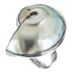 1 1/8" Genuine Nautilus Shell  Bue-Silver Tone 925 Silver Ring