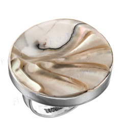 1" 925 Sterling Silver Adjustable Round Nautilus Shell Chamber Ring