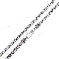 4mm Wheat Style Handmade Solid 925 Sterling Silver Chain Necklace With Screwcap