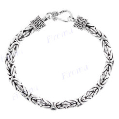 6mm Mens Handmade 925 Sterling Silver Byzantine Chain Bracelet