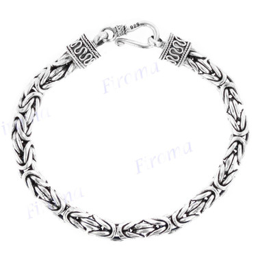 6mm Mens Handmade 925 Sterling Silver Byzantine Chain Bracelet