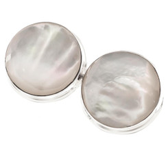 3/4" 925 Silver White Mother Of Pearl Shell Earrings