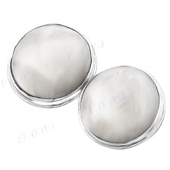 3/4" 925 Silver White Mother Of Pearl Shell Earrings