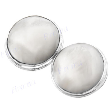 3/4" 925 Silver White Mother Of Pearl Shell Earrings