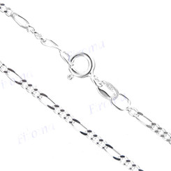 Figaro 1.7mm, 3.8mm Italian Made Chain 925 Sterling Silver Necklace