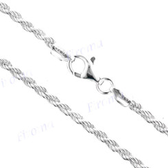 Rope 1.4mm, 1.9mm, 2.5mm Italian Made Chain 925 Sterling Silver Necklace