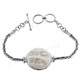 925 Silver Bison Bone Carving Face Moon Sun 7 1/4" Bracelet