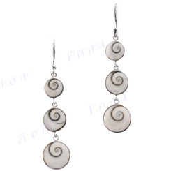 1 3/4" 925 Silver Cone Shell Eye French Wires Earrings