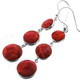 1 5/8" 925 Sterling Silver Red Coral French Wires Earrings