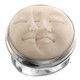 Sun And Moon Face Bison Bone 925 Sterling Silver Adjustable Ring