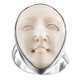 Goddess Face Hand Carving Bison Bone 925 Sterling Silver Adjustable Ring