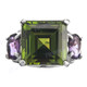 Bold 925 Sterling Silver Peridot Amethyst Face Cocktail Ring