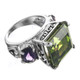Bold 925 Sterling Silver Peridot Amethyst Face Cocktail Ring