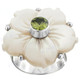 PERIDOT MOTHER OF PEARL SHELL FLOWER 925 STERLING SILVER ADJUSTABLE ring
