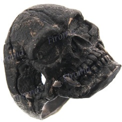 Mens Masonic Skull Dark Raw Patina 925 Sterling Silver Biker Ring