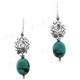 1" 925 Sterling Silver Turquoise French Wires Earrings