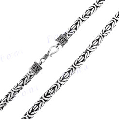 7mm Mens Thick Byzantine Bali Solid 925 Sterling Silver Chain Necklace