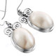 5 1/2" 925 Silver White Mabe Pearl Oval French Earrings