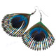 2 9/16" Peacock Feather Iridescent French Earrings