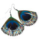 2 9/16" Peacock Feather Iridescent French Earrings