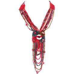 Mother Of Pearl Seed Beads Marble us 22" Red Necklace Bead
