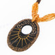 Seed Beads Sono Wood Oval 17" Gold Necklace Pendant