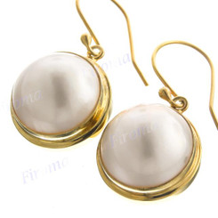 Gold Plated Sterling Silver White Mabe Pearl Earrings