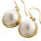 Gold Plated Sterling Silver White Mabe Pearl Earrings