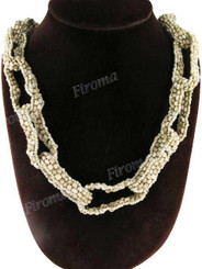 Glass Seed Beads 32" Beige Necklace