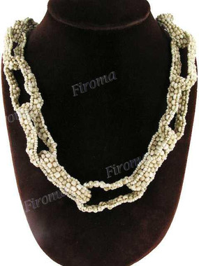 Glass Seed Beads 32" Beige Necklace