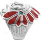 Wide Heavy Native American Indian Chief Red Coral 925 Sterling Silver Ring