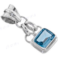 1" 925 Sterling Silver Blue Topaz us Pendant