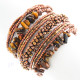 Seed Beads Tiger Eye 7" Bronze Cuff Bracelet