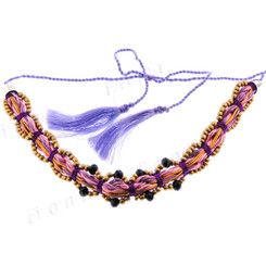 Waxed Cord Beads us 11" Black Gold Necklace