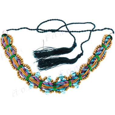 Waxed Cord Beads us 11" Purple Green Necklace