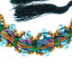 Waxed Cord Beads us 11" Purple Green Necklace