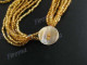 Mother Of Pearl 2mm Seed Beads Shell 17 1/2" Gold Necklace