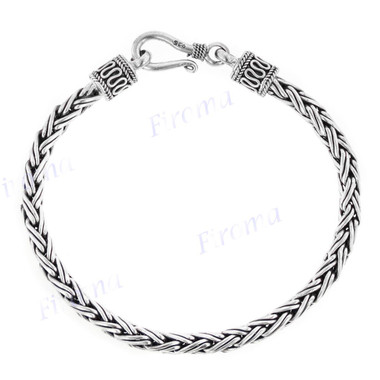 4mm Thick Wheat Style Handmade 925 Sterling Silver Bracelet Or Anklet