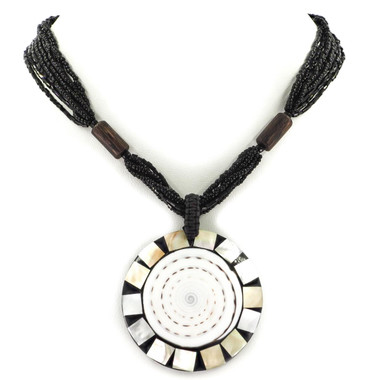 Cone Shell 17" Black Necklace Pendant